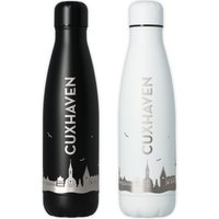 Trinkflasche | Cuxhaven Cuxhavener Skyline Luftlinie in Schwarz Oder Weiß von Party24