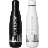 Trinkflasche | Düsseldorf Düsseldorfer Skyline Luftlinie in Schwarz Oder Weiß von Party24