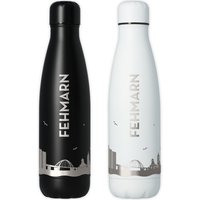 Trinkflasche | Fehmarn Skyline Luftlinie in Schwarz Oder Weiß von Party24