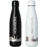 Trinkflasche | Nürnberg Nürnberger Skyline Luftlinie in Schwarz Oder Weiß von Party24
