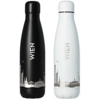 Trinkflasche | Wien Wiener Skyline Luftlinie in Schwarz Oder Weiß von Party24