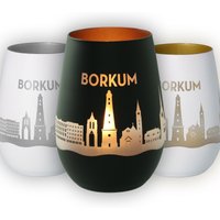 Windlicht | Borkum Borkumer Skyline Luftlinie Verschiedene Farben Teelicht von Party24