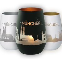 Windlicht | München Skyline Luftlinie Verschiedene Farben Teelicht von Party24