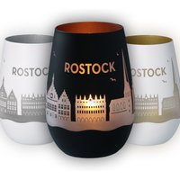 Windlicht | Rostock Rostocker Skyline Luftlinie Verschiedene Farben Teelicht von Party24