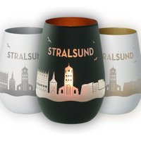 Windlicht | Stralsund Stralsunder Skyline Luftlinie Verschiedene Farben Teelicht von Party24