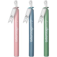stabkerze | Geburtstagslicht in Verschiedenen Farben Smaragd Rosa Blau 21 X 2 cm von Party24