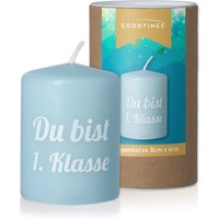 stumpenkerze | "Du Bist 1. Klasse" 8x6cm Verschiedene Farben Perfekt Zur Einschulung von Party24
