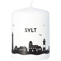 stumpenkerze | Sylt Sylter Skyline Luftlinie 8cm X 6cm in Weiß von Party24