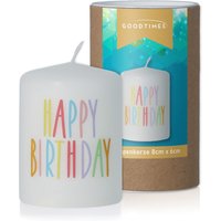 stumpenkerze | Weiß Bunter "Happy Birthday" Schriftzug 8x6cm von Party24
