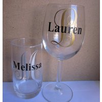 Name Aufkleber - Monogramm Mit Namen Für Weinglas von PartyDecalShop