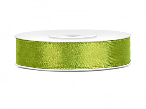 25m Satinband Satin Geschenkband hellgrün 12mm breit von PartyDeco