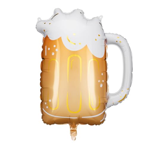 Folienballon Maß Bier 66x54cm - Ballon für Helium oder Luft - Maßkrug Luftballon für Männer JGA Vatertag Geburtstag Hochzeit - Folienluftballon Bierglas Partydeko & Geburtstagsdeko - Braun Weiß von PartyDeco