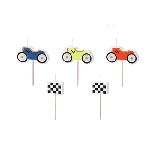 PartyDeco Geburtstagskerzen Rennautos | 2-3 cm - 5 STK. von PartyDeco
