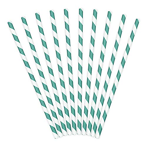 Generique - 10 Pailles rayées Turquoise von PartyDeco