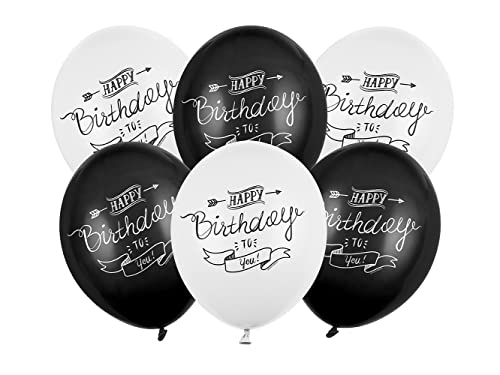 Luftballons Happy Birthday 30cm 6er Set mit Aufschrift Latex Geburtstag Ballondeko Partyballons Deko von PartyDeco