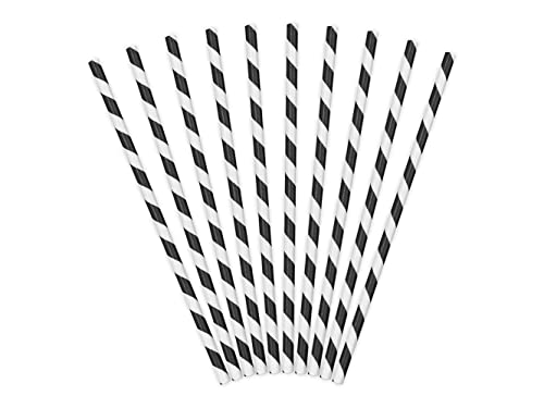 Papierstrohhalme 250er Set 19cm Trinkhalme Einweg Cocktail Strohhalme Getränke Deko Partyzubehör/Papierstrohhalme schwarz 19.5 cm, 20 stück von PartyDeco