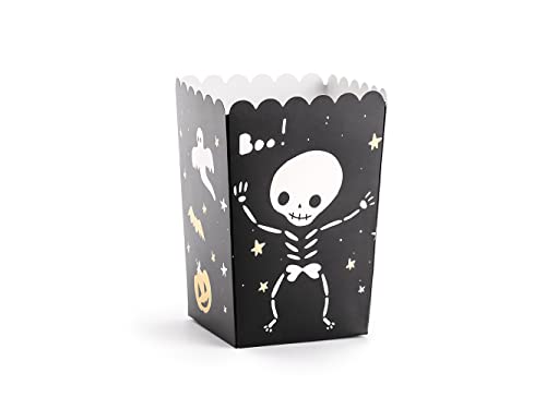 Party Deco 6 Halloween Popcorn Boxen mit Skelett Gespenst Fledermaus und Kürbis | Gastgeschenk-Schachteln für Halloween von PartyDeco
