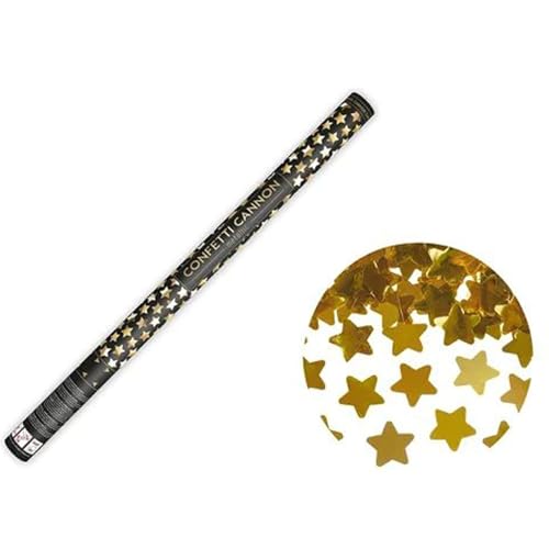 PartyDeco Konfettikanone Set - Konfetti Bombe - Für Hochzeit Geburtstag Verlobung - Konfetti Shooter Popper - Sternchen Gold - 80 cm von PartyDeco