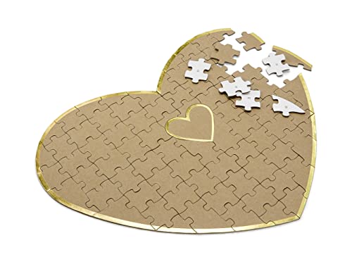 PartyDeco Gästebuch Puzzle Herz 85 Teile ca. 45x35cm Hochzeit Hochzeitsbuch Hochzeitsgästebuch Natur braun von PartyDeco