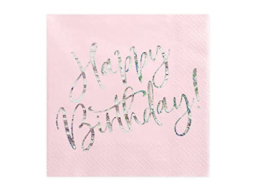 PartyDeco Servietten Happy Birthday 20 Stück 33x33cm 3-lagig Papierservietten Geburtstagsservietten von PartyDeco