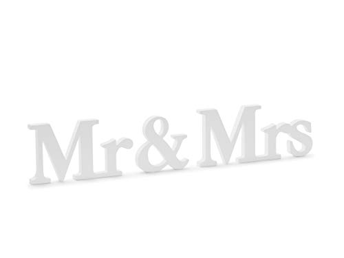 PartyDeco Tischaufsteller Mr & Mrs 50x9,5cm Holzschrift 3tlg Holzbuchstaben Deko stehend Hochzeitstischdeko von PartyDeco