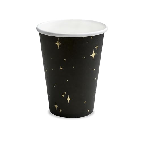 PartyDeco KPP27-010-EU1 - Becher / Trinkbecher aus Papier - Nachthimmel - schwarz mit goldenen Sternen - 260 ml (9.2 oz.) - 6 Stk. von PartyDeco