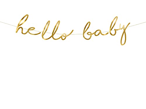 PartyDeco Little Star Banner - Hello Baby gold 18x70cm Baby-Dusche Geburtstag von PartyDeco