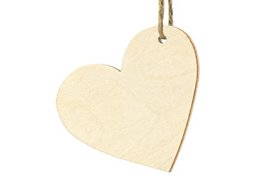 PartyDeco Tischkarten Holzherzen mit Loch 6x5cm blanko 10 Stück Geschenkanhänger Holzherz Tischdeko Hochzeit von PartyDeco