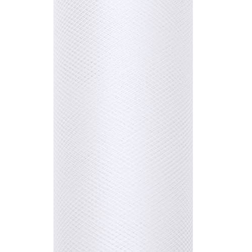 PartyDeco Tüll – Tüllstoff Dekostoff Hochzeit Verpackung Stuhl Tischläufer – Weiß, 0,3 x 9 m von PartyDeco