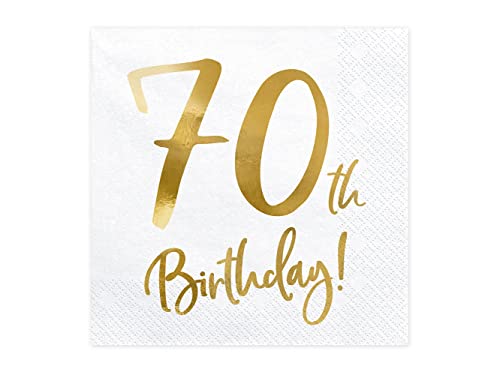 PartyDeco Servietten 70.Geburtstag 20 Stück 33x33cm 3-lagig Papierservietten Geburtstagsservietten von PartyDeco