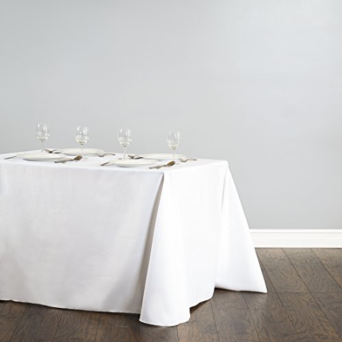 Elegante Tischdecke Hochzeit Weiß 180x300cm - Abwaschbares Fleckenabweisendes weises Tischtuch - Fotohintergrund & Hochzeitsdeko von PartyDeco