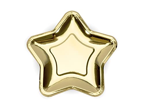 Sternförmige Pappteller in Gold - Dekorative Teller für Geburtstagsparty - Junggesellinnenabend Geburtstagsparty - Einweg-Pappteller - Tischdekorationen von PartyDeco