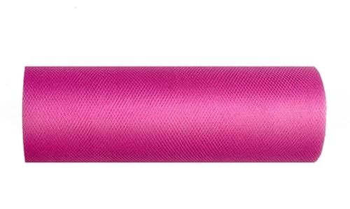 Tüll Rolle 9m x 15cm Tischläufer Dekostoff (Fuchsia) von PartyDeco