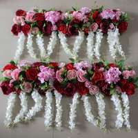 20 cm 50 Künstliche Blumen Seide Weiß Rose Bogen Läufer Blume Tabellenzeile Mit Glyzinien Für Hochzeit Party Straße Bleifrei Blumendekoration von PartyDecorStudioCN