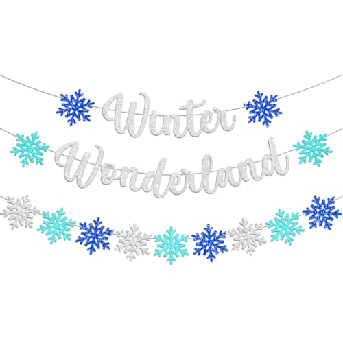 3 Stück Winter Wonderland Banner glitzernd blau silber Weihnachtsdekorationen Schneeflocke Banner für Winter Wonderland Frozen Themed Weihnachten Urlaub Party Dekor 3 Stück Winter Wonderland Banner glitzernd blau silber Weihnachtsdekorationen Schneeflocke Banner für Winter Wonderland Frozen Themed Weihnachten Urlaub Party Dekor von PartyGarden