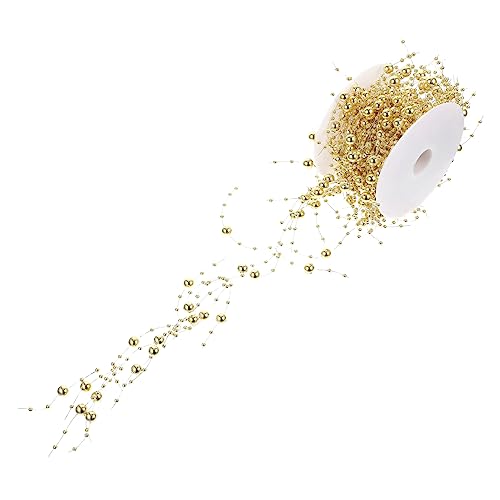 PartyKindom 1 Rolle Vase Perlenkette Girlande Perlenornamente Weihnachtsdekoration Fälschung Stränge Hochzeitsdeko plastiktisch vases füller schwimmende Kerzenvasen schwimmende Perlen Golden von PartyKindom
