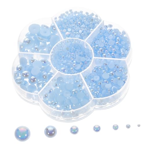 PartyKindom 1 Schachtel Semi Runde Flache Imitationsperlen in Box Langlebige DIY Schmuck und Haaraccessoire Dekoration Halbrunde Perlen für Kleidung Handwerk Nagelkunst und Bastelprojekte von PartyKindom