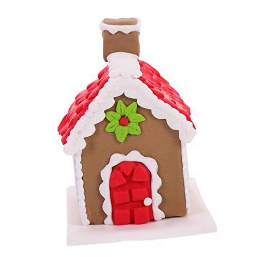 PartyKindom 1 Stück Weihnachtsdeko Lebkuchenhaus Ornament aus Polymer Clay mit Dach Festliche Dekoration für Fenster Tisch und Schlafzimmer Xmas Candy House Modell für Stimmungsvolle von PartyKindom