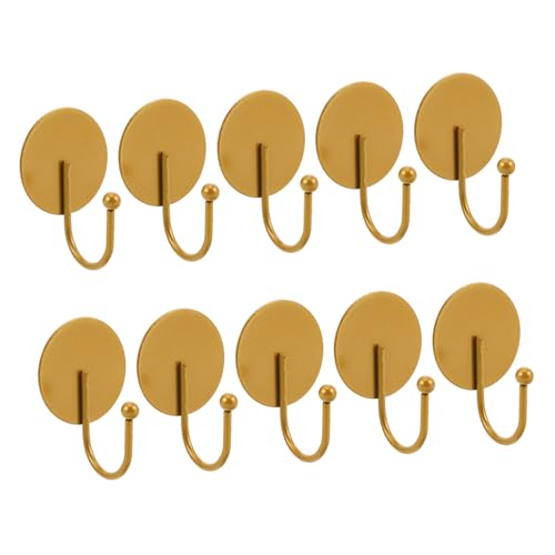 PartyKindom 10 Stück Teiliges Goldfarbener Metall wandhaken Selbstklebend Wasserfest ohne Bohren Platzsparend Wiederverwendbar für Bad Küche Kleidung Schlüssel und Handtücher Geeignet von PartyKindom