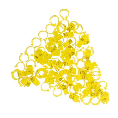 PartyKindom 100 Stück Bunte Nummerierte Geflügel Fußringe aus Abs Robuste Vogel Identifikationsringe für Tauben Hühner Papageien und Kanarienvögel Einfach Anzubringen Lesbar Gelb Erweiterte von PartyKindom