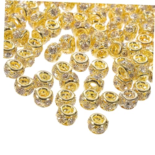 PartyKindom 100 Stück Strassperlen Legierung Goldfarbene Rondelle Abstandshalter DIY Schmuckzubehör für Armbänder und Bastelarbeiten von PartyKindom