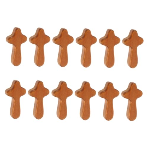 PartyKindom 12 Stück Holzkreuz Hand Gehaltenes Kreuz Kleine Hand Jungs Fälschung Taufe Handgehalten Junge Katholisch Winzig Kleines Kreuz Heilig Hängend Kruzifix Masse Light Brown von PartyKindom