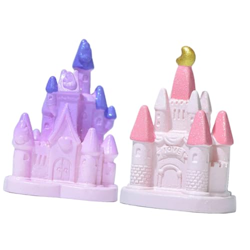 PartyKindom 2 STÜCK Teiliges Mini Schloss Leichte Micro Landschafts Deko Kreative Fairy Cottage Ornamente für Kuchen Garten Moos Sukkulenten Langlebig Innen Außen Geeignet von PartyKindom