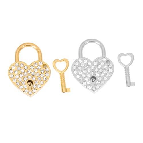 PartyKindom 2 Sätze Herzförmiges Mini Vorhängeschloss mit Strasssteinen Rostfrei Leichtes Zinklegierung Schloss für Liebespaare Reiseschloss Valentinstag Teilig Silber Gold PartyKindom 2 Sätze Herzförmiges Mini Vorhängeschloss mit Strasssteinen Rostfrei Leichtes Zinklegierung Schloss für Liebespaare Reiseschloss Valentinstag Teilig Silber Gold von PartyKindom