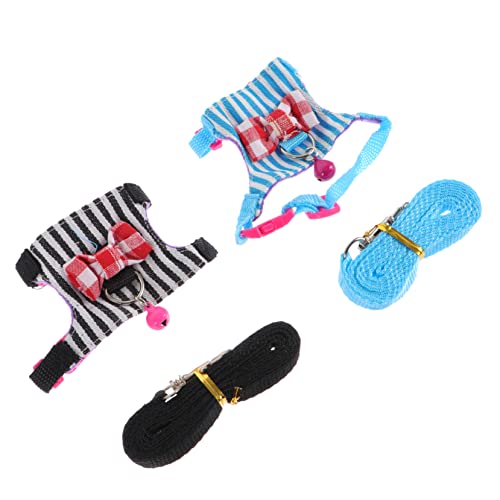 PartyKindom 2 Sätze Verstellbare Hamsterleine und Geschirr Set Teiliges Set für Kleine Haustiere Komfortabel und Stylisch Blauem und Schwarzem Streifen für Hamster Ratten und Chinchillas von PartyKindom
