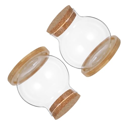PartyKindom 2 Satz Teiliges Terrarium mit Bamboo Tablett Klarglas Vase für Blumen und Kleine Pflanzen für Home Office und Tischdekoration von PartyKindom