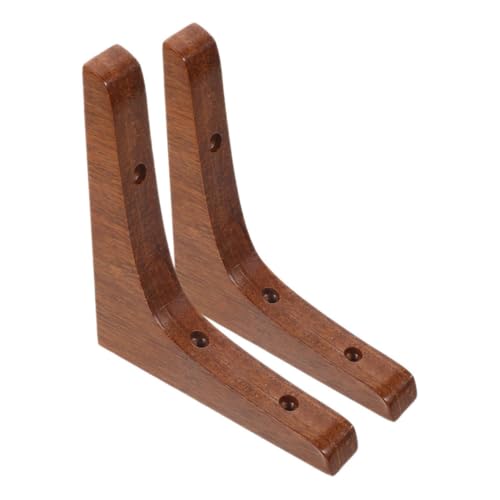 PartyKindom 2 Stück Förmige Bambus Holz Regalhalter Wandhalterung Schwerlast Eckwinkel Regalstütze Breit Dunkelbraun für Wohn Arbeitszimmer Robuste Träger für Schwebende von PartyKindom