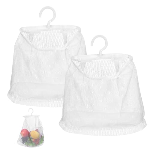 PartyKindom 2 Stück Hängende Mesh Aufbewahrungstasche Atmungsaktive Netztasche mit Haken für Küche und Badezimmer für Obst Gemüse und von PartyKindom