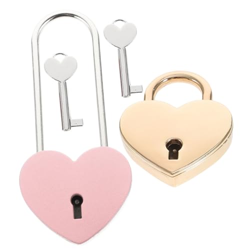 PartyKindom 2 Stück Herzförmiges Vorhängeschloss Leichtes Kleines Schloss für Tagebuch Schmuckkästchen Gepäck und Rucksack Langlebig Elegantes Design in Gold und Rosa Vielseitig Einsetzbar von PartyKindom