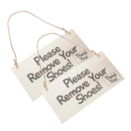 PartyKindom 2 Stück Holz Türschild Bitte Schuhe Ausziehen Vintage Hängeschild aus Holz Dekoration für Eingangsbereich Wohnzimmer Büro Badezimmer von PartyKindom